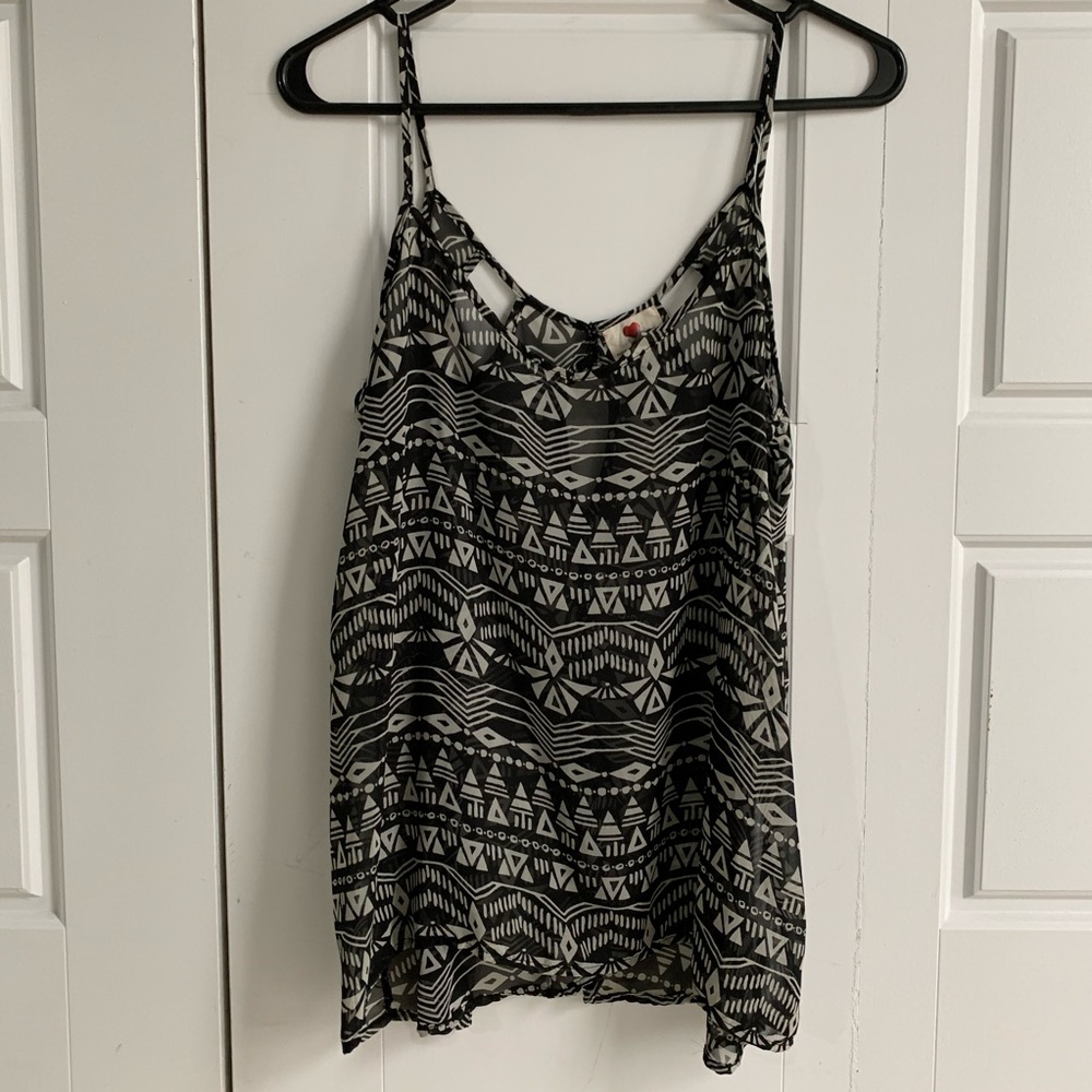 Sheer tribal tank with cutouts